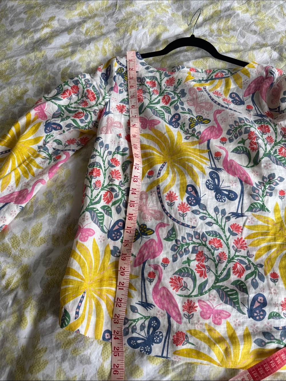 Boden Floral Palm Print Blouse in White, Yellow, Pink & Blue - Picture 6 of 7